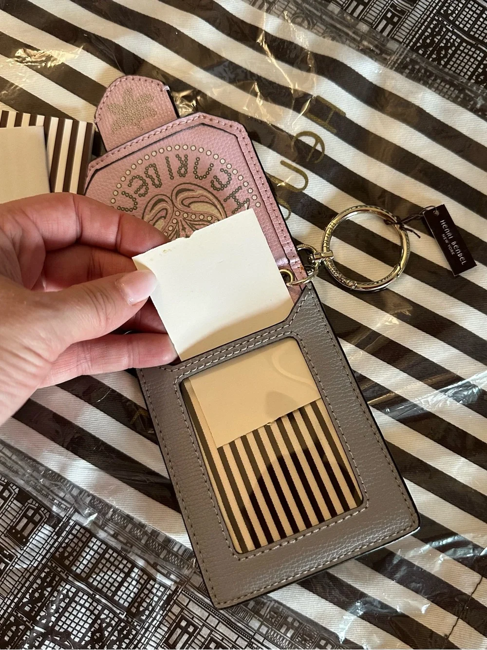 Henri Bendel Bandana Card Case Holder, Light Pink New with Tags